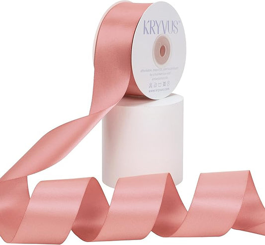 Rose Gold Satin Ribbon, Double Faced 1-1/2 Inch X 25 Yards Rose Gold Ribbon, Premium Satin Ribbons for Gift Wrapping, Crafts, Hair Bow Making, Sewing, Flower Bouquet, Wedding Party Decor