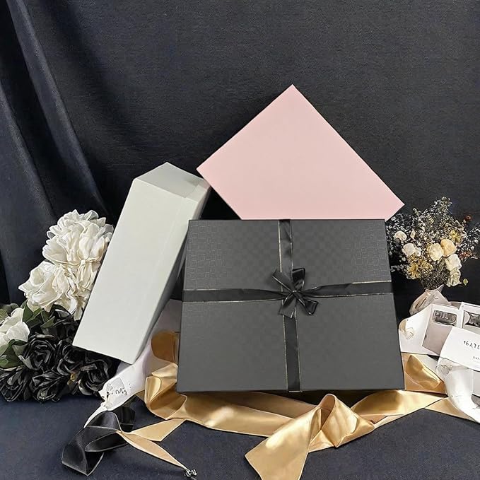 YINUOYOUJIA 3 Pack Large Pink Gift Box 16.5x13x5.5 inches,Pink Boxes with lids for Presents,Birthday,Valentine's Day,Mother's Day,Christmas,Anniversary.
