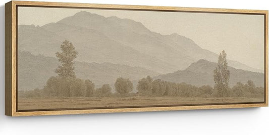 SIGNFORD Large Framed Canvas Print Wall Art Misty Mountain Landscape Tranquil Nature Scenery Illustrations Modern Art Calm Warm for Living Room, Bedroom, Office - 60"x20"