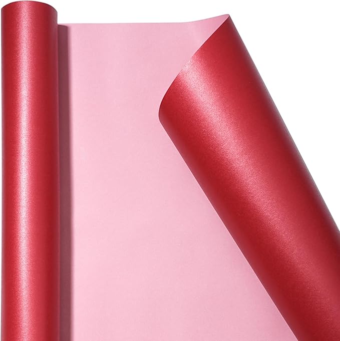 LaRibbons Red Wrapping Paper, Mini Roll-17 Inch x 33 Feet, Christmas Gift Wrap Paper Rolls, Perfect for Holiday, Wedding, Valentine's Day, Birthday, Baby Shower Presents