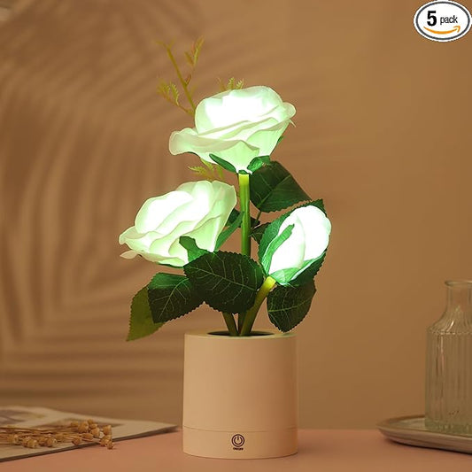 Rose Night Light Gifts for Women, Christmas Day Gifts for Mom Women Wife Friends Her Christmas Anniversary Birthday Gift, Perfect Ideal for Bedroom Ambiance Coffee Shop (White)