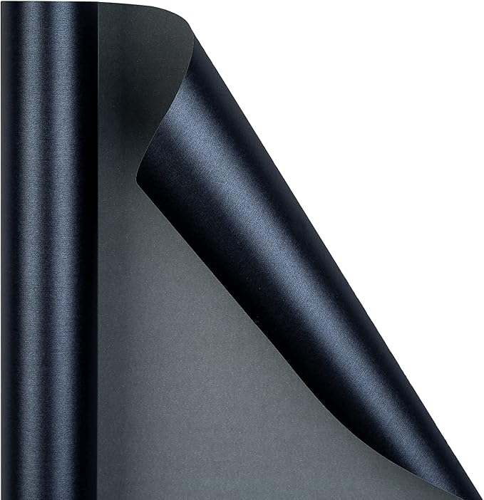 RUSPEPA Black Matte Wrapping Paper - Solid Color Pearly - lustre Paper Perfect for Wedding, Birthday, Christmas, Baby Shower -17 Inches X 32.8 Feet