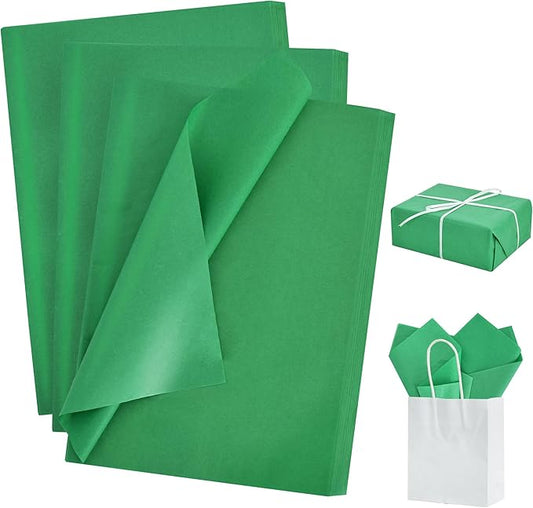 BEISHIDA 100 Sheets Green Tissue Paper Bulk, Wrapping Tissue Paper for Gift Bags, 14 x 20 Inch Gift Wrap for Birthday Wedding Graduation DIY Crafts Holiday Flowers