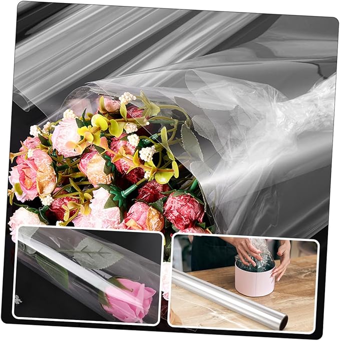 NOLITOY Cellophane Wrap Transparent Floral Packing Film DIY Bouquet Material for Flower Wrapping and Decoration