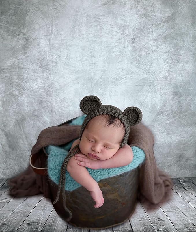 Professional Abstract Portrait Photography Backdrop,Wall with Wood Floor Backdrop for Kids Photography Baby Newborn Cake Smash Photo Shoots Hypoallergenic Fabric Photography Props(Grey-8x10ft)