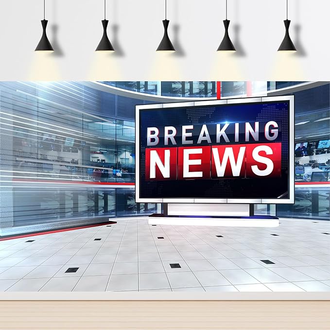 Breaking News Backdrop TV News Broadcast Hall Studio Background News Room Broadcasting Photography Background Program Record News Report Business Newsman Backdrop Kids Portrait Photo Props 7x5ft