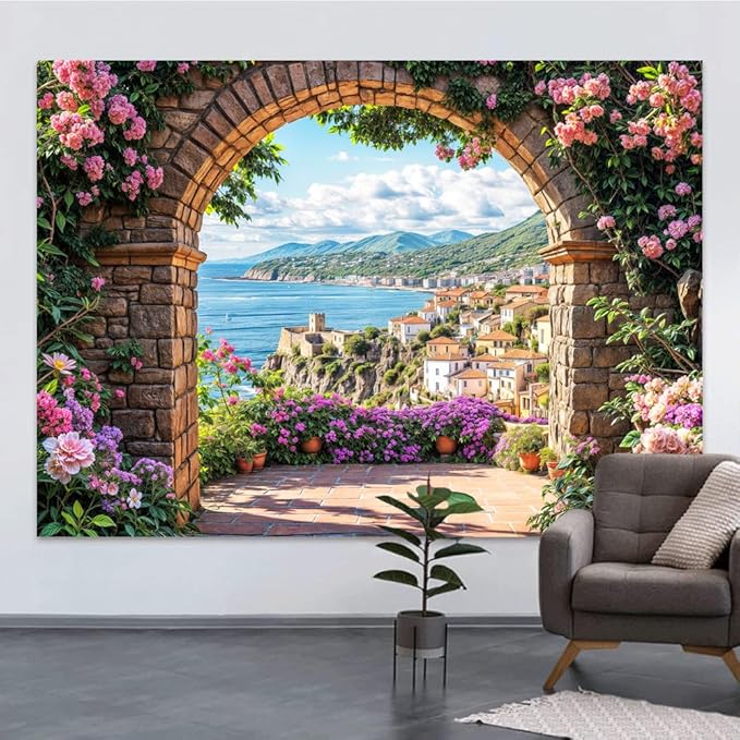 Garden Backdrop, Colorful Flower Floral Blossom Newborn Baby Shower Party Supplies Decoration Background Portrait Photoshoot Home Wall Decor Photo Studio Props 7x5ft