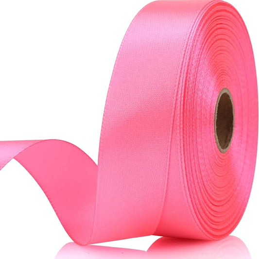7/8 Inch 30 Yards Pink Satin Craft Ribbon-Single Face Polyester Ribbon for Handmade Roses,Gift Wrapping,Timeless Flower,Bouquets,Wedding and Party Decoration