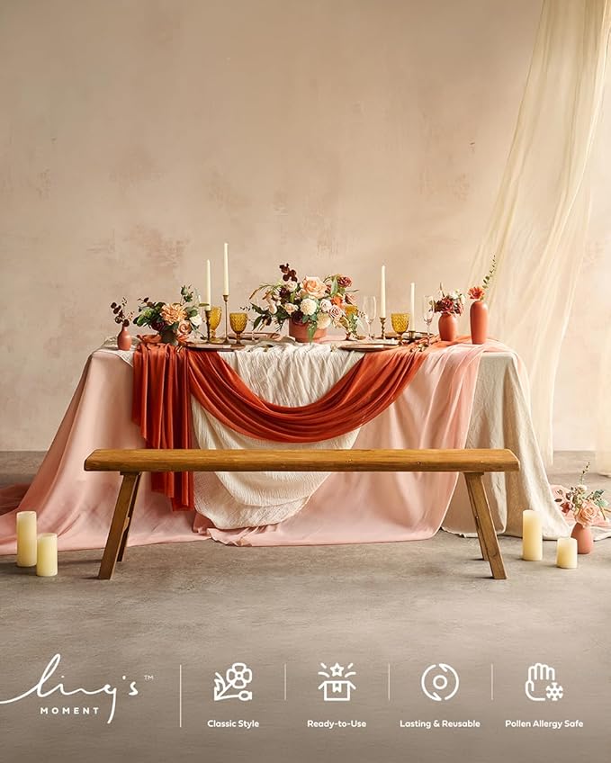Ling's moment Pink Backdrop Curtains, 10Ft x 23Ft Red Clay Long Sheer Wrinkle-Free Background Backdrop Curtain&Table Cloth for Birthday Party Wedding Baby Shower Photo Booth Decor