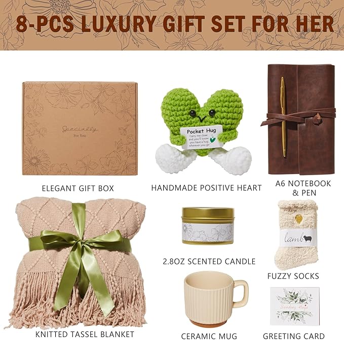 Self Care Gifts for Women, Get Well Gifts Sympathy Baskets Care Package, Christmas Birthday Gift for Women, After Surgery Feel Better Thinking of You Gift Set for Mom Her Sister Best Friend Wife