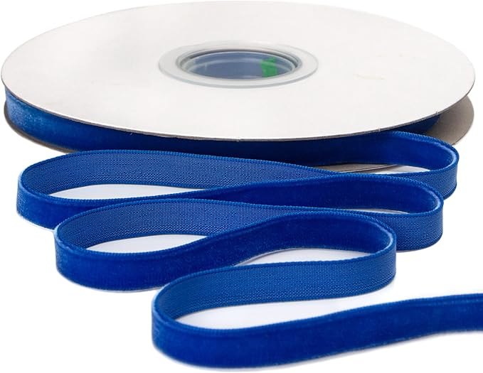 Ribbli Polyester Royal Blue Velvet Ribbon,3/8 Inches Continuous10-Yard Spool,Christmas Ribbon for Gift Wrapping,Floral Bouquets, Home Decor