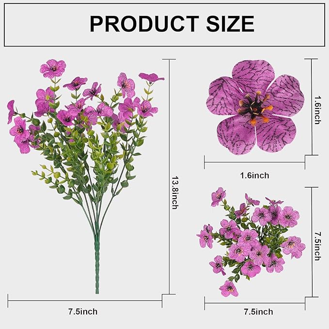 Artificial Flowers for Outdoor,12 Bundles Silk Fake Flowers,UV Resistant Realistic Plastic Faux Plants,No Fade Colorful Daisy for Porch,Patio,Garden,Window Box(6 Multicolor)