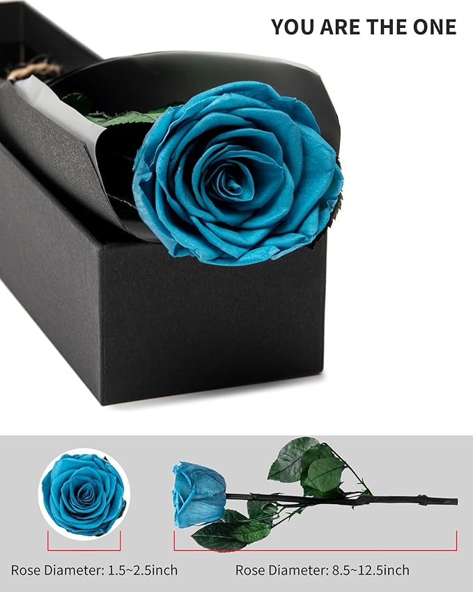 Loyal Blue Flowers for Delivery Prime, Preserved Blue Roses Flower Gifts for Women, Real Roses Single Rose Gifts for Her, Mom Birthday Gifts from Daughter, Valentines Flowers