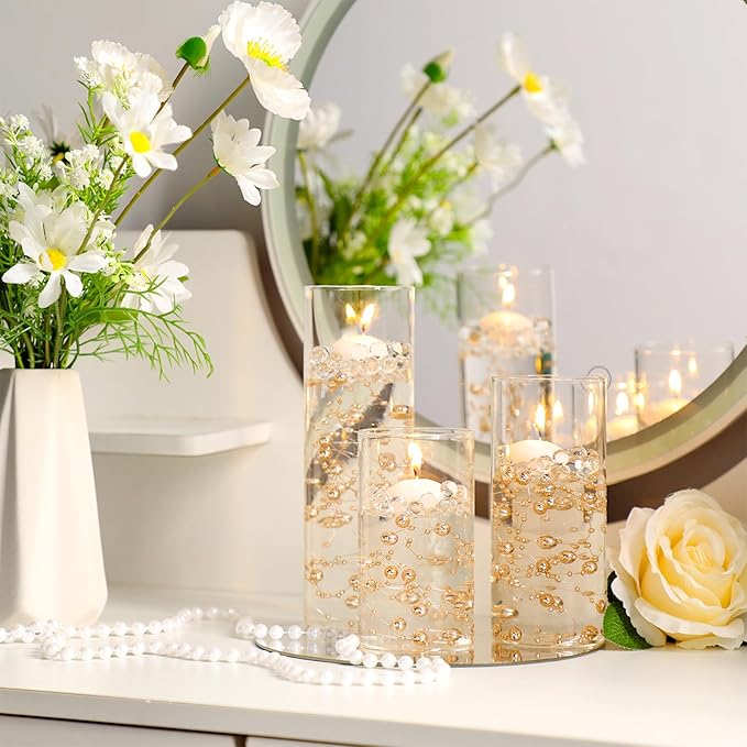Sawysine 30 Pcs Glass Cylinder Vases 2.5''/2.95''/3.9'' Diameter Clear Flowers Vase Hurricane Floating Candles Holders for Table Centerpieces (2.5 x 5 in,2.5 x 6 in,2.5 x 8 in)