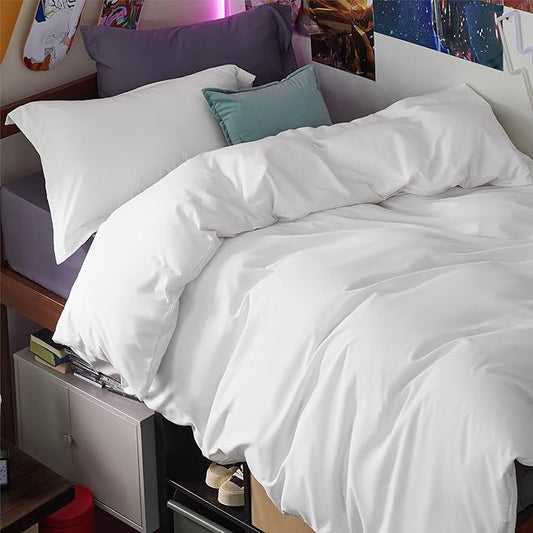 Bedsure Duvet Cover Twin/Twin XL Size - Soft Double Brushed Bedding Set for Kids & Adults, Zipper Closure, 2 Pieces, Includes 1 Duvet Cover (68"x90") & 1 Pillow Sham, NO Comforter, White