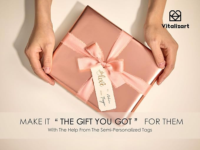 Vitalizart Pink Matte Metallic Wrapping Paper Set 17" With Silk Satin Ribbon & Gift Tags Christmas Gift Wrapping Birthday Baby Shower Wedding Bouquets Handmade Crafts 197"(16.4 Ft) Pink Ribbon