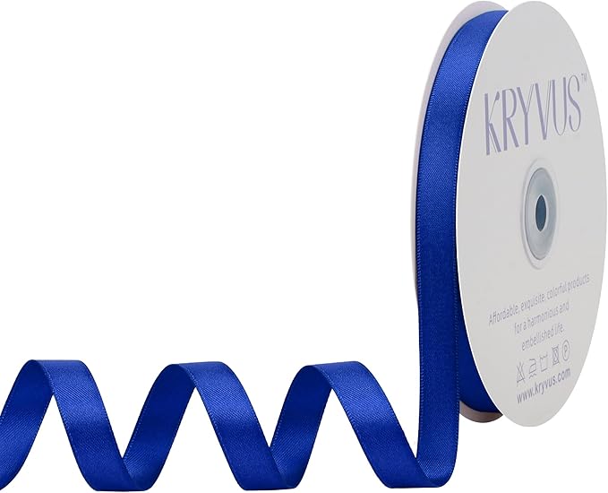Royal Blue Satin Ribbon, Double Faced 1/2 Inch X 50 Yards Royal Blue Ribbon, Premium Satin Ribbon for Gift Wrapping, Crafts, Hair Bow Making, Sewing, Flower Bouquet, Wedding Party Decor