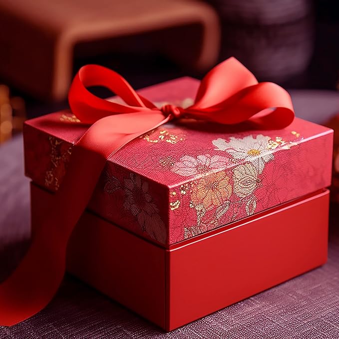 LIUYAXI 2 Rolls Red & Hot Red Double Faced Stain Ribbon,Total 50 Yards,3/8 Inch x Continuous 25 Yards Each Rolls, Crafts Ribbon use for Bows Bouquet, Gift Wrapping, Chirstmas,Floral Arrangement