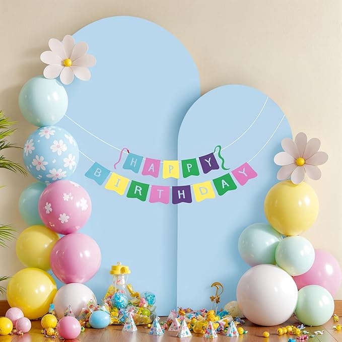 Baby Blue Arch Backdrop Covers - 7.2FT, 6FT Spandex Fitted Wedding Arch Stand Covers Round Top Chiara Stretchy Arch Backdrop Cover for Wedding Birthday Party Decoration