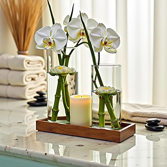 8 Clear Glass Cylinder Vases for Centerpieces - Different Sizes Floating Candle Vases Holder -4", 6", 8",10" Hight Perfect for Weddings and Events