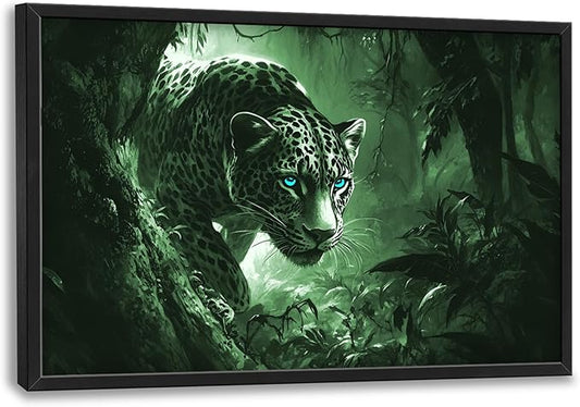 Forest Leopard Large Decor Framed Wall Art Animal Pictures for Living Room, Oversized Canvas Print Painting Modern Extra Large Framed Artwork for Bedroom Office Home Decor 36"x24"