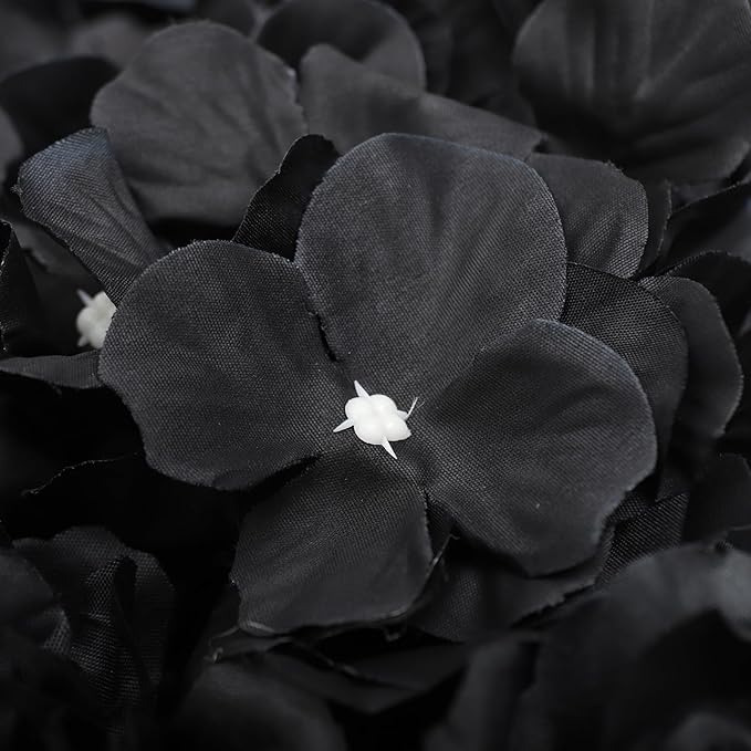 12 Pcs Artificial Flower Wall Panels, 15 x 15 Inch Floral Backdrop Silk Flower Wall Decor, 3D Black Hydrangeas Dahlias Roses Panels Background for Wedding Party Baby Shower