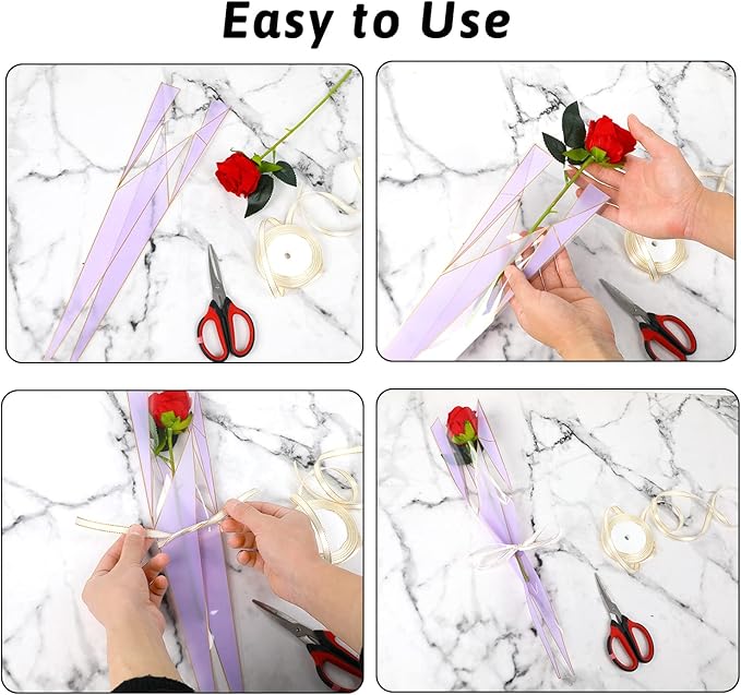 FOIMAS 120pcs Single Flower Sleeves Wrapping Bags Single Rose Florist Bouquet Packaging Bags for Floral Arrangement Supply Wedding Valentine's Day Mother's Day