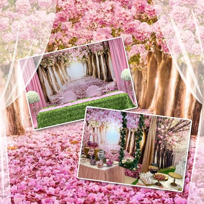 AOFOTO 5x3ft Spring Cherry Blossom Backdrop Sweet Pink Flowers Tree Floral Petal Boulevard Photography Background Baby Shower Photo Studio Props Kid Baby Infant Newborn Artistic Portrait Wallpaper
