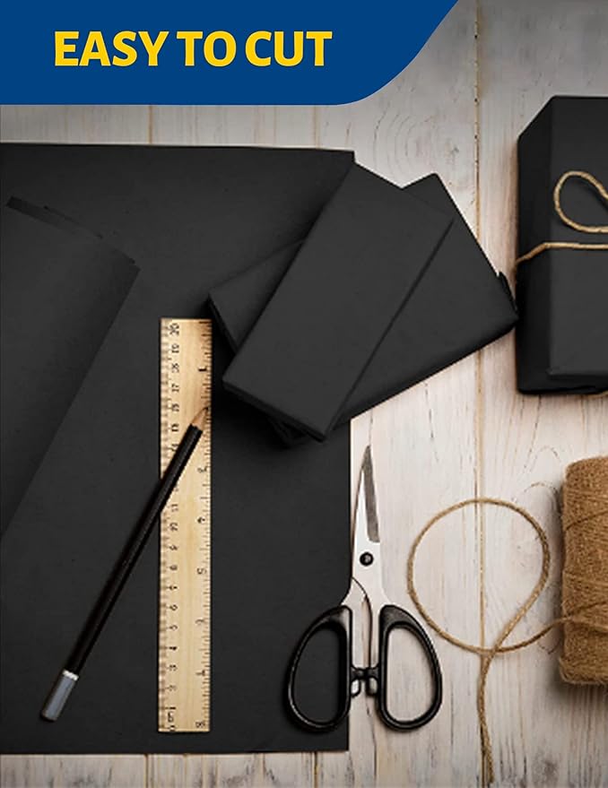 Kraft Paper Roll 36" x 98ft, Black Craft Paper 80GMS for Gift Package/Bouquet Flower Wrapping/Kids Arts Drawing/Bulletin Board/DIY/Box Moving Filler/Shipping Supplies/Table Cover, Unwaxed & Uncoated