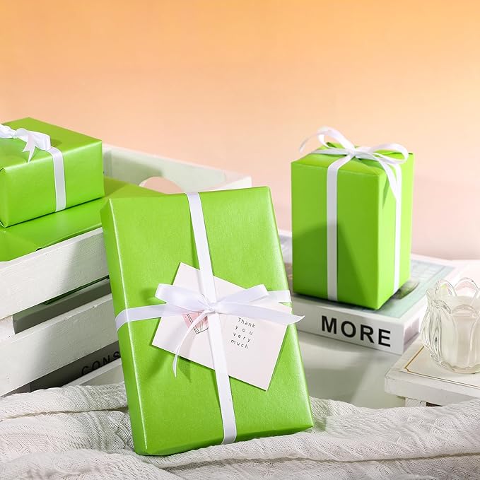 RUSPEPA Lime Green Gift Wrapping Paper - Mini Roll - Solid Color Pearly Shiny Silk Paper Perfect for Wedding, Birthday, Christmas Grinch, Baby Shower, EAster - 17 Inches X 32.8 Feet