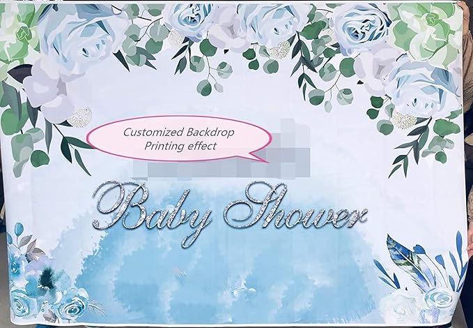 AOFOTO Flowers Baby Elephant Backdrop Light Blue 15x10ft Boy Gender Reveal Party Decorations Sweet Floral Baby Shower Photo Shoot Background for Photography Kids Child Birthday Photo Studio Props