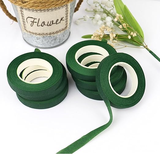 BOMEI PACK Dark Green Floral Tape 18Rolls 1/2 inch x 30yds for Fixing, Decorating Flower Bouquets, and Bouquet Wrapping