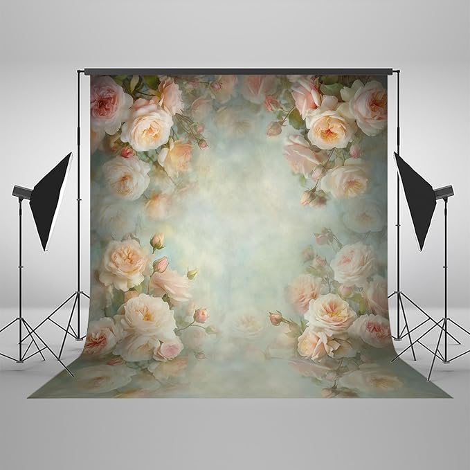 Mocsicka Abstract Floral Backdrop for Photography Retro Green Spring Watercolor Painting Floral Background Newborn Baby Shower Princess Girls Portrait Decoration Backdrop