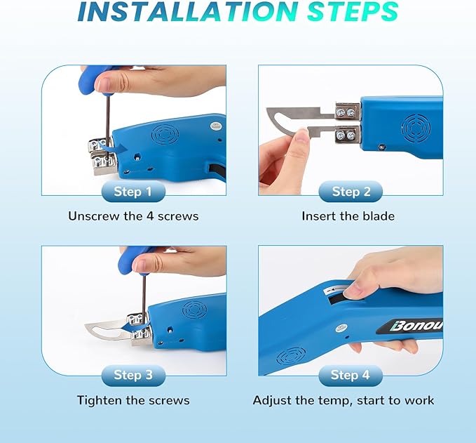 Hot Knife Fabric Rope Cutter 100W Styrofoam Cutter Foam Cutting 4 Blades Electric Heat Knife for Foam Cutting, Cloth, Canvas, Webbing, Rope, Cord