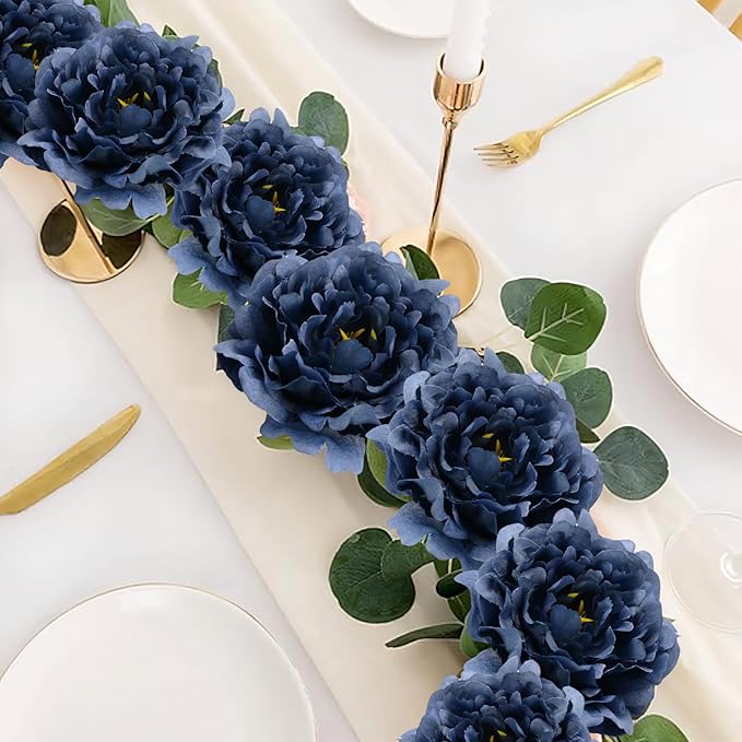 20pcs 5" Artificial Flower Peonies, Silk Peonies with 6" Stems, Flowers Suitable for Wedding Bouquets, Home Party Decoration (Navy Blue)