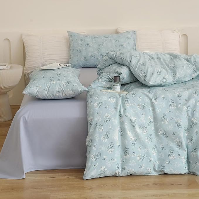 VM VOUGEMARKET Blue Floral Comforter Set Twin XL Soft Fluffy Bedding Set Vintage Garden Flower Comforter Botanical Bedding Comforter for Teen Girls Women All Season Comforter Set