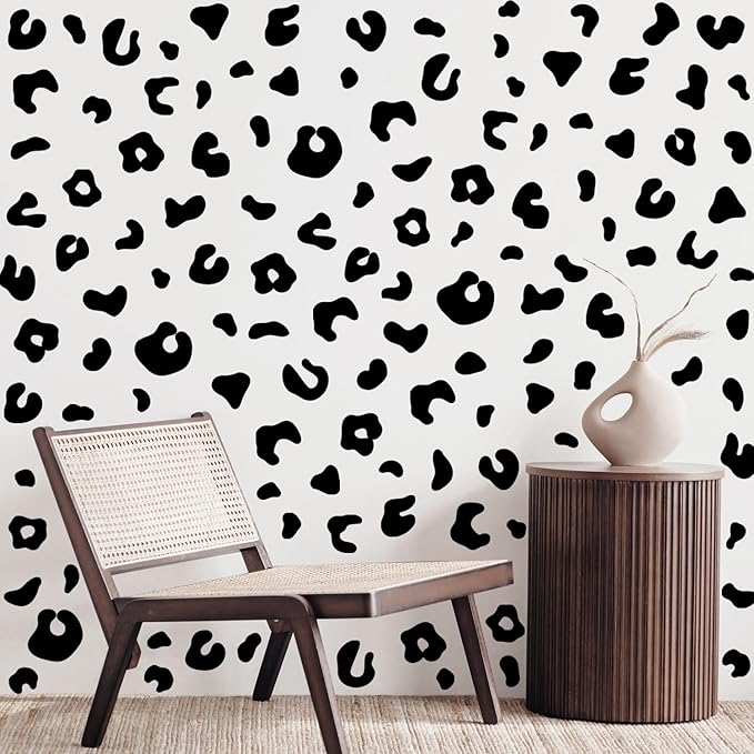 10 Sheets 360Pcs Leopard Wall Decals Removable Peel & Stick Wall Stickers Self-Adhesive Animal Print Vinyl Decor for Nursery, Car,Door, Home, Bedroom, DIY Easy Installation (Black)