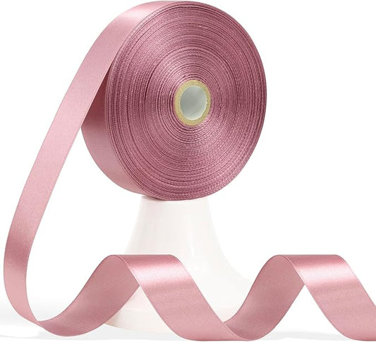 60 Yards Rosy Mauve Satin Ribbon 7/8 Inch, Solid Mauve Pink Polyester Fabric Ribbon for Gift Wrapping, Crafts, Flower Bouquet, Wedding, Festival, Christmas