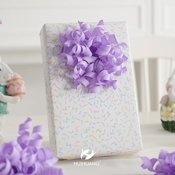 HUIHUANG Purple Bows for Gift Wrapping, Lavender Curly Ribbon Bows Self Adhesive Burst Gift Bow for Presents, Wine Bottle, Treat Bags, Wrap Accessories, Bridal Shower Wedding Party Favor - 6 Counts