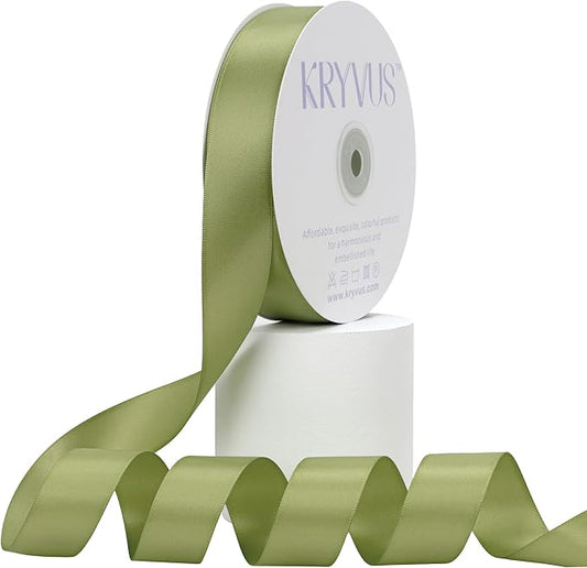 Moss Green Satin Ribbon, Double Faced 1 Inch X 50 Yards Moss Green Ribbon, Premium Satin Ribbon for Gift Wrapping, Crafts, Hair Bow Making, Sewing, Flower Bouquet, Wedding Party Decor