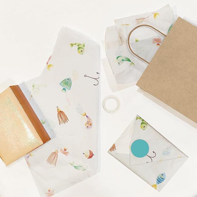Pro Supply Global Fishing Printed Tissue Paper for Birthday Party Gift Bags or Boxes and Wrapping - Bulk Decorative Art Tissue Paper for Packaging and Gifting | 24 Sheets 20" x 30"