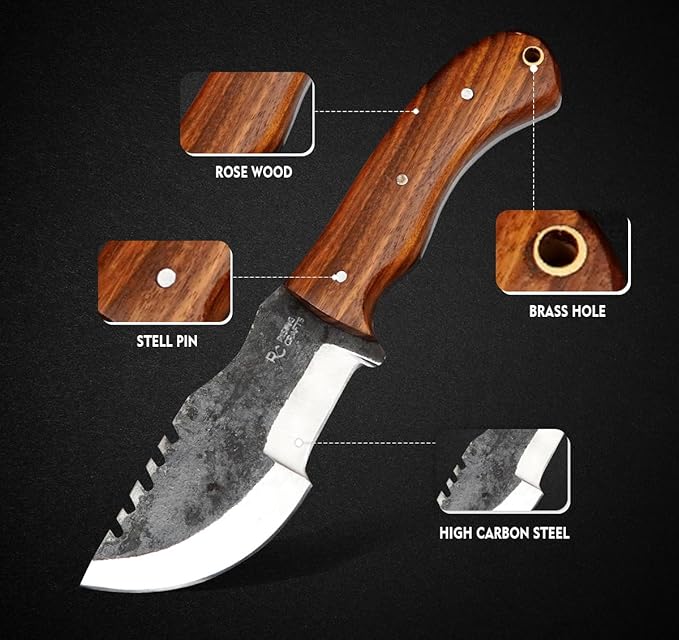 8.5 Inch Tracker Knife-Fixed Blade, Survival, Hunting, Full Tang, Tactical Knife-Handmade High Carbon Steel Skinning for Camping, Bushcrafting-Gift For Men