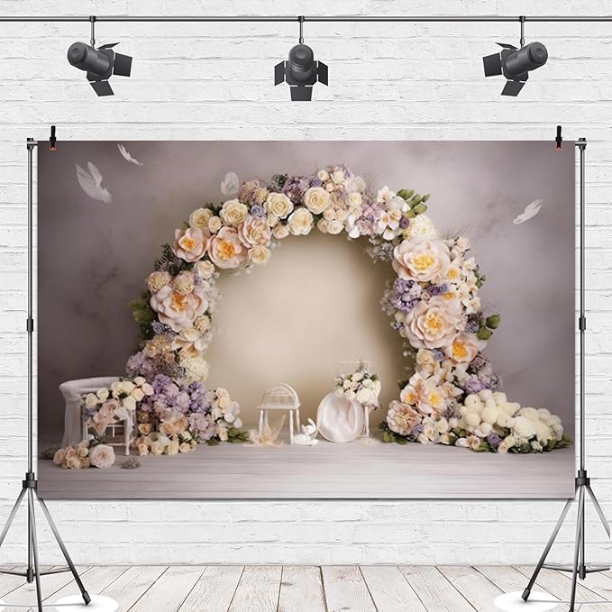 Leowefowa Wedding Flower Wall Backdrop Retro Arch Pink Floral Wall Backdrop Background for Wedding Anniversary Birthday Party Decorations Banner Studio Props 10x8ft Vinyl