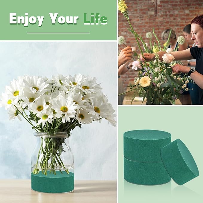 SupKing 8 Pcs Round Floral Foam 4.5", Green Wet Dry Flower Foams Florist Blocks Plant Foam for Craft Artificial and Fresh Flower Arrangements