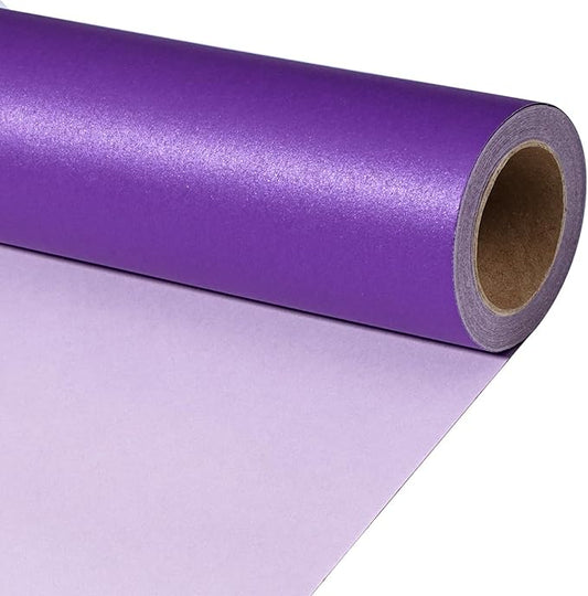 LaRibbons Purple Wrapping Paper, Mini Roll-17 Inch x 33 Feet Solid Color Pearly-Lustre Gift Wrapping Paper Rolls for Wedding, Christmas, Valentine's Day, Birthday, Bridal Shower, Baby Shower