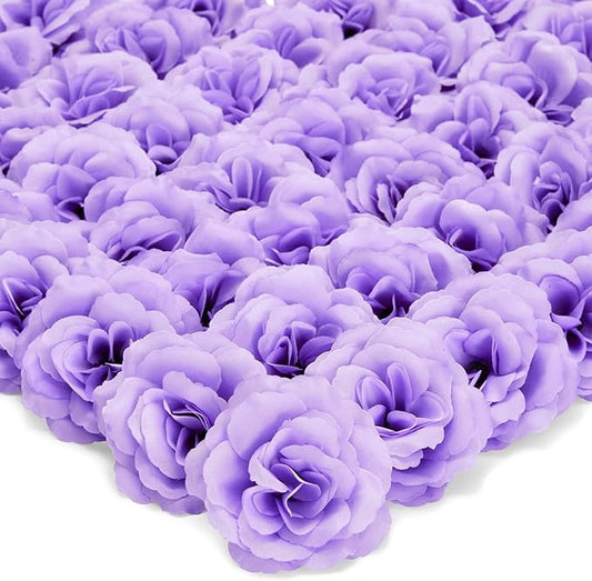Bright Creations Silk Foam Roses - 50 Stemless 3in Light Purple Heads - Realistic Blooms for Wedding Decor & DIY Crafts - Bulk Artificial Roses Light Purple Flowers