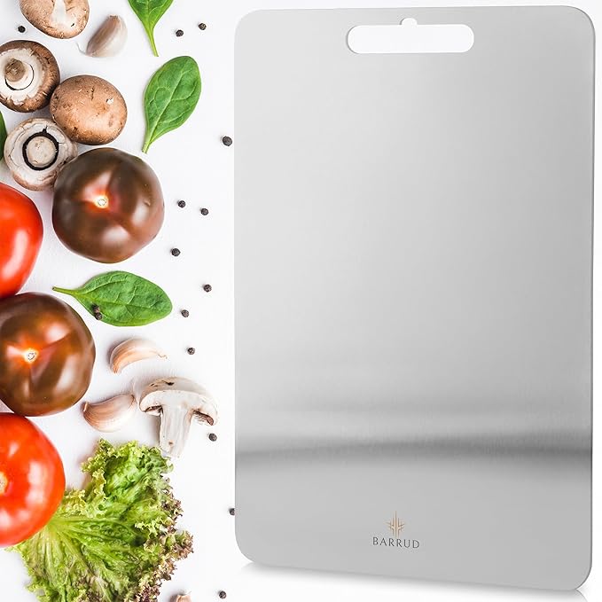 Premium Stainless Steel Cutting Board - Durable Non-Slip Metal for Kitchen - Portable Non-Porous Surface, Ideal for Modern Kitchens - Stainless Steel 304