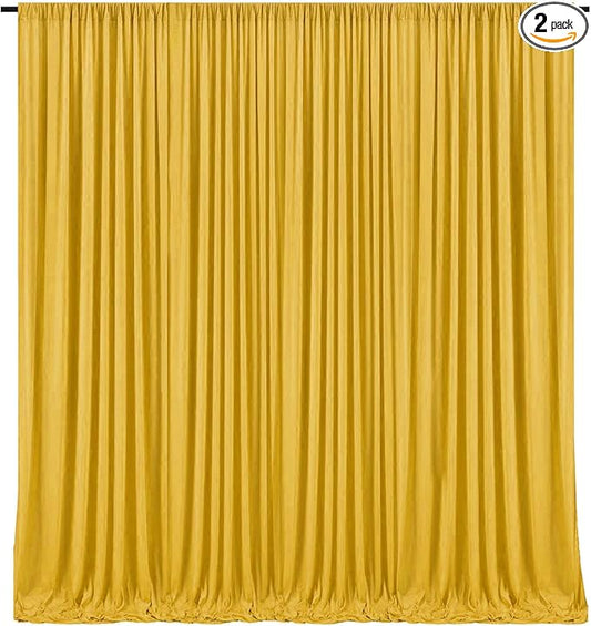 10 x 10 Feet Gold Backdrop Curtain for Partie, Background Curtains for Photoshoot, Birthday, Wedding, Halloween, Thanksgiving, Christmas Day, New Year Party Decorations 5Ft x 10Ft, 2 Panels