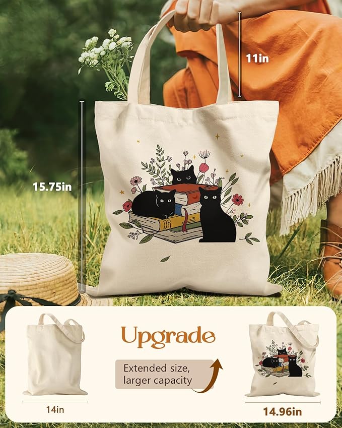 Aesthetic Tote Bag for Women- with Magnetic Buckle and Zipper Inner Pocket Cloth Cotton Canvas Tote Bags