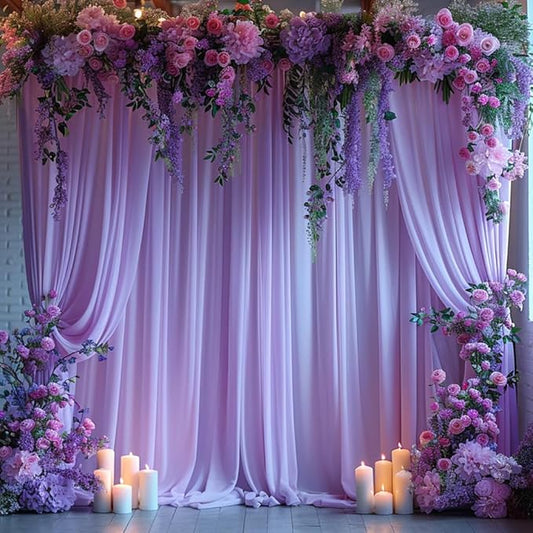 10x7ft Wrinkle Free Lavender Backdrop Curtain for Parties Soft Fabric Drapes Wedding Curtain Backdrop for Birthday Party Decorations Background for Photography 5x7ft,2 Panels